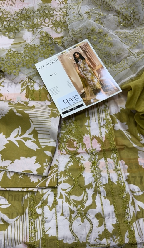 Parishay Ivy Bloom Embroidered Lawn Fabric 3PC Summer PR-205