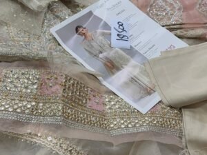 Qalamkar Wedding special Luxury Embroidered Soft Organza Fabric B Fresh 3PC QR-055