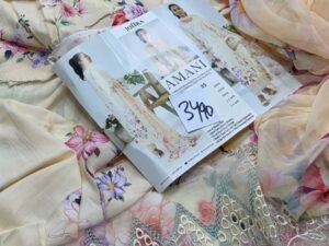 Johra Amani Embroidered Slub Staple Linen Fabric 3PC Winter JR-0013