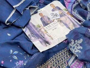 Johra Amani Embroidered Slub Staple Linen Fabric 3PC Winter JR-0018