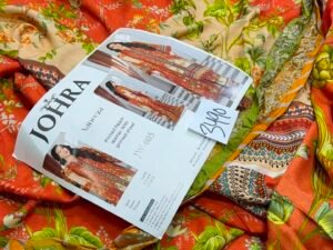 Johra Vaneeza Embroidered & Printed Peach Leather Fabric 3PC Winter JR-0022