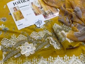 Johra Shehneela Embroidered Slub Staple Linen Fabric 3PC Winter JR-005