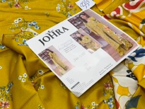 Johra Azreen Embroidered & Printed Peach Leather Fabric 3PC Winter JR-054