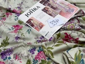 Johra Azreen Embroidered & Printed Peach Leather Fabric 3PC Winter JR-057
