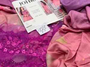 Johra Vaneeza Embroidered & Printed Peach Leather Fabric 3PC Winter JR-0065