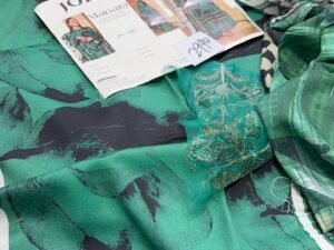 Johra Manara Marina Linen Embroidered & Printed Dhanak Fabric 3PC Winter JR-091