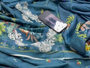 Qalamkar Luxury Embroidered Fabric Leftover 3PC Winter QR-006