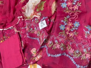 Qalamkar Luxury Embroidered Fabric Leftover 3PC Winter QR-008
