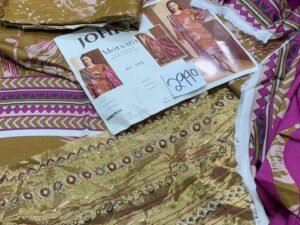 Johra Manara Marina Linen Embroidered & Printed Dhanak Fabric 3PC Winter JR-083