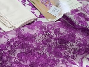 Coral Embroidered & Printed Linen Fabric 3PC Winter CL-010