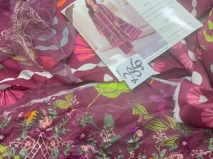 Coral Embroidered & Printed Linen Fabric 3PC Winter CL-021