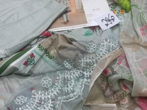 Coral Embroidered & Printed Linen Fabric 3PC Winter CL-023