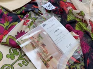 Coral Embroidered & Printed Linen Fabric 3PC Winter CL-005