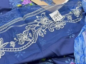 Coral Embroidered & Printed Linen Fabric 3PC Winter CL-006