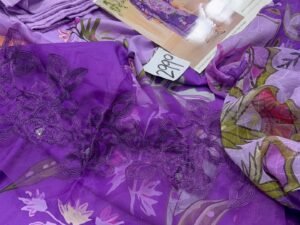Coral Embroidered & Printed Linen Fabric 3PC Winter CL-008